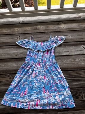 Lilly Pulitzer Blue & Pink Sailboat Off-Shoulder Sundress